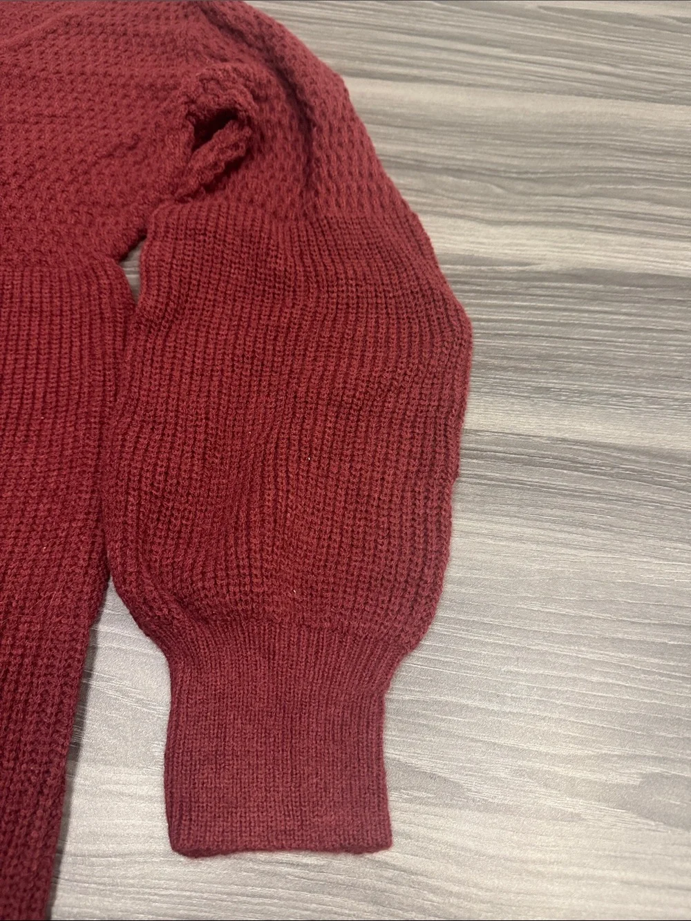 Cupshe Wine Red V-Neck Ribbed Knit Sweater Dress